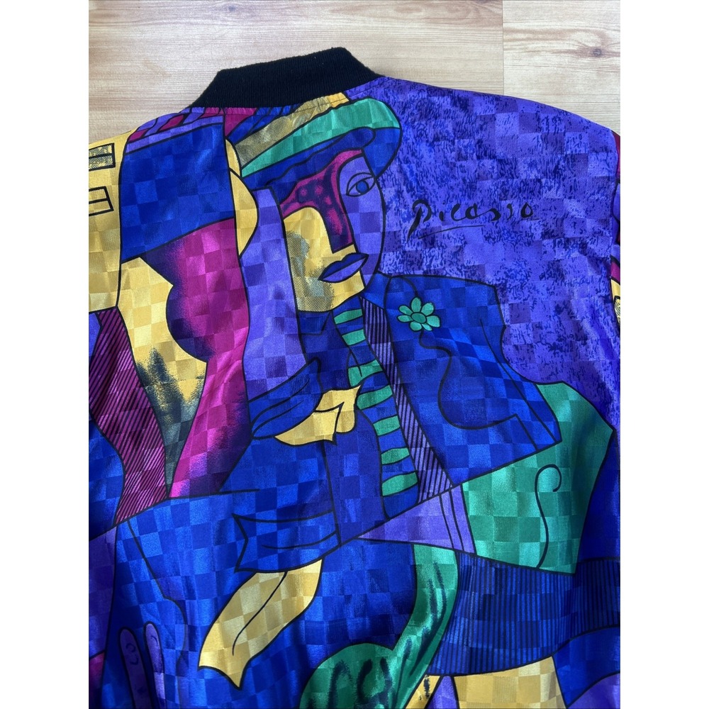 Rainbow‎ Collection Vintage 80s Bomber Jacket Colorful Abstract Print Size Large - Picture 5 of 12